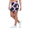 Black And Pink Cow Print Mini Skirt-grizzshop