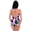 Black And Pink Cow Print One Piece Swimsuite-grizzshop