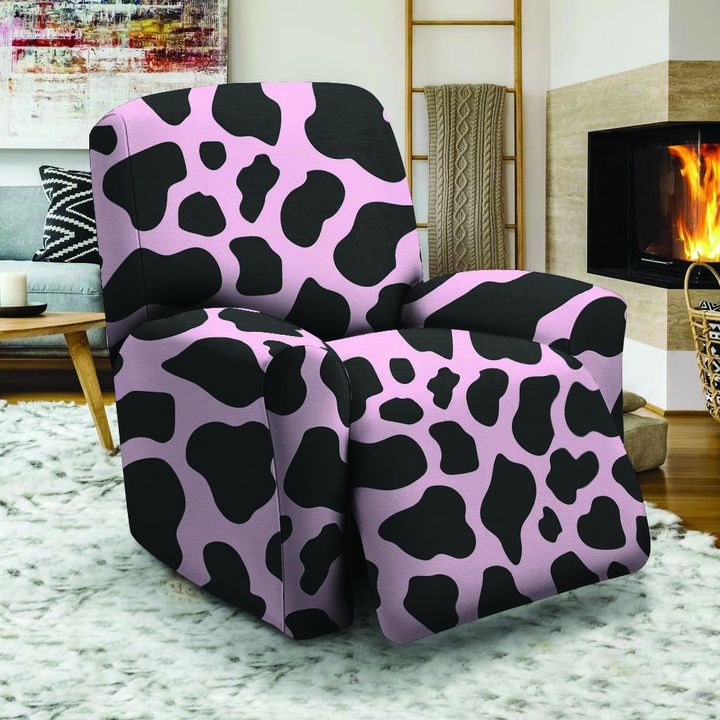 Black And Pink Cow Print Recliner Cover-grizzshop