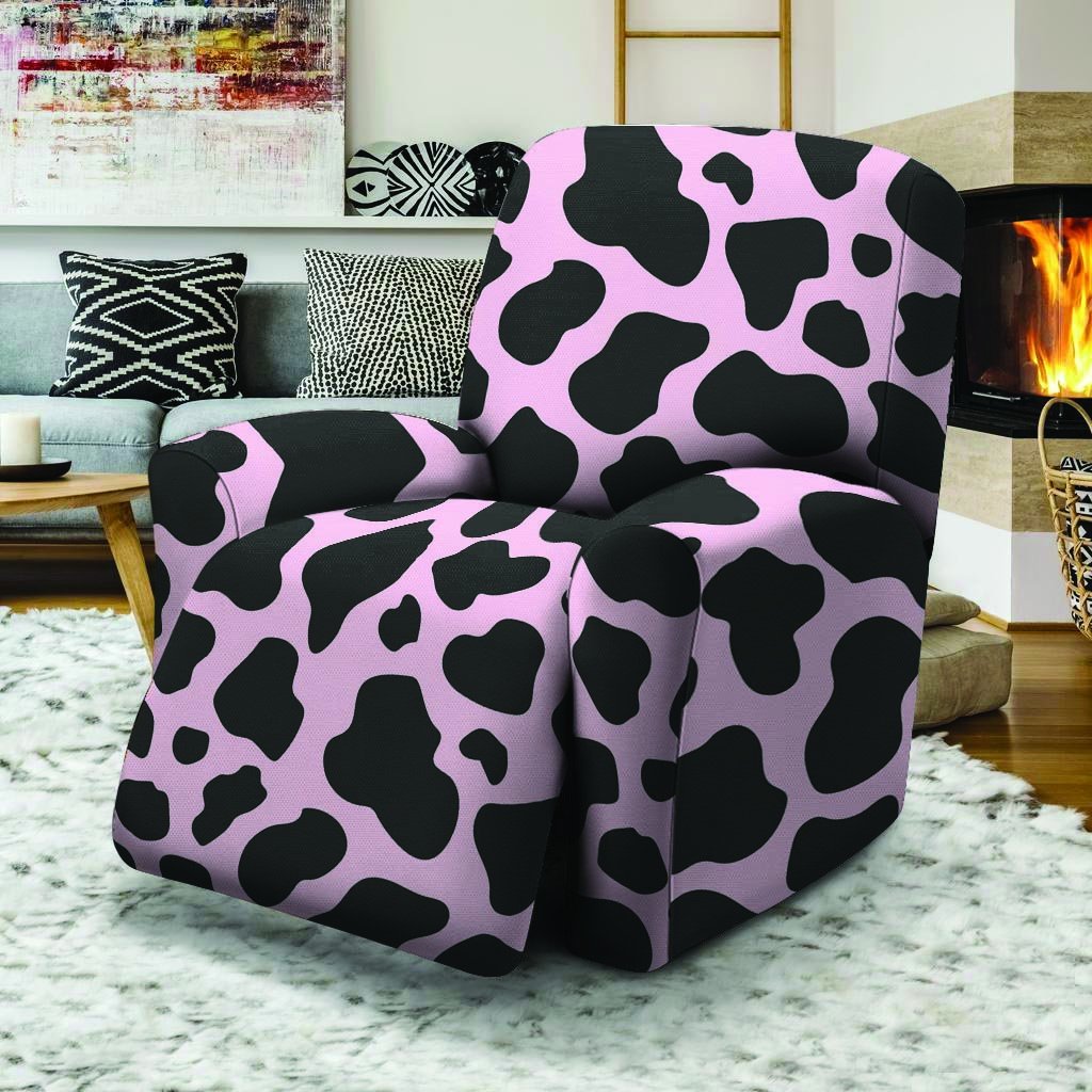 Black And Pink Cow Print Recliner Cover-grizzshop