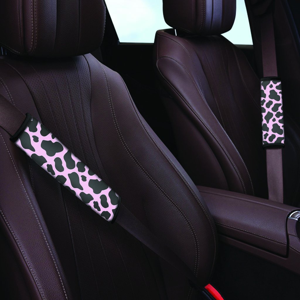 Black And Pink Cow Print Seat Belt Cover-grizzshop