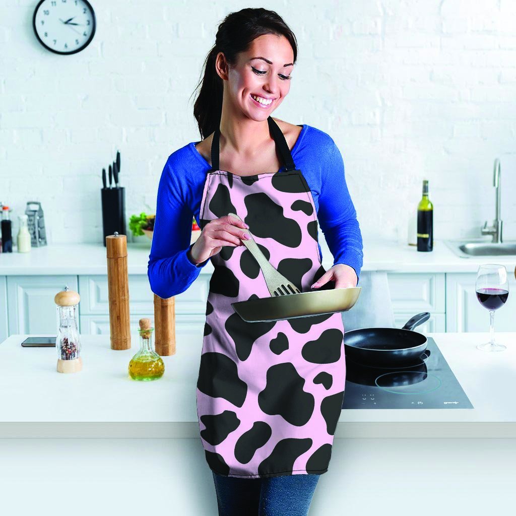 Black And Pink Cow Print Women's Apron-grizzshop