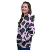 Black And Pink Cow Print Women's Hoodie-grizzshop