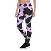 Black And Pink Cow Print Women's Leggings-grizzshop