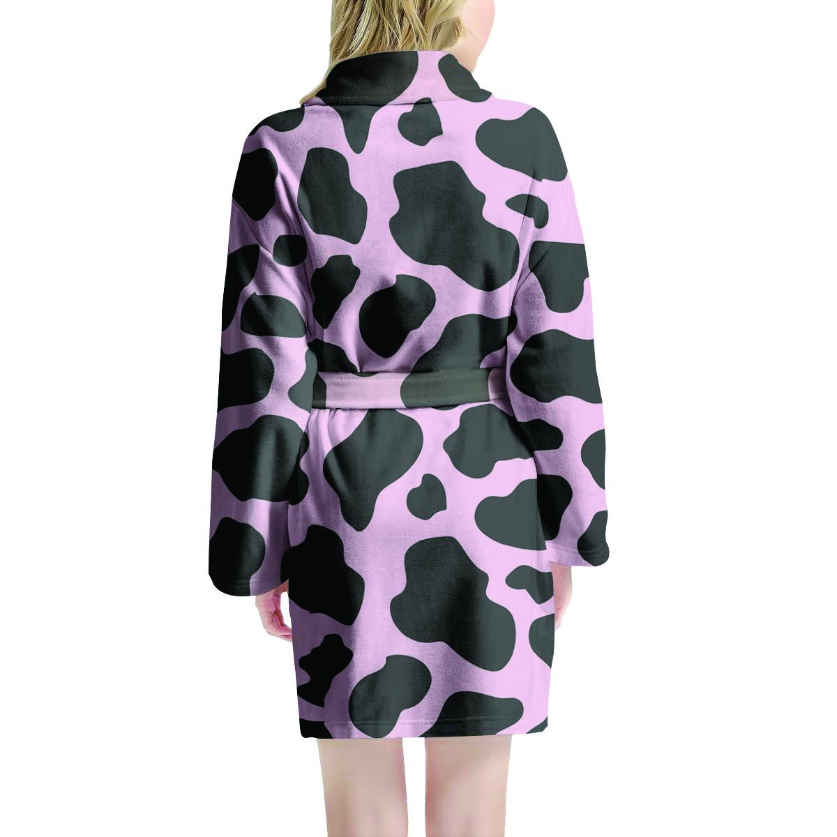Black And Pink Cow Print Women's Robe-grizzshop