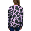 Black And Pink Cow Print Women's Sweatshirt-grizzshop