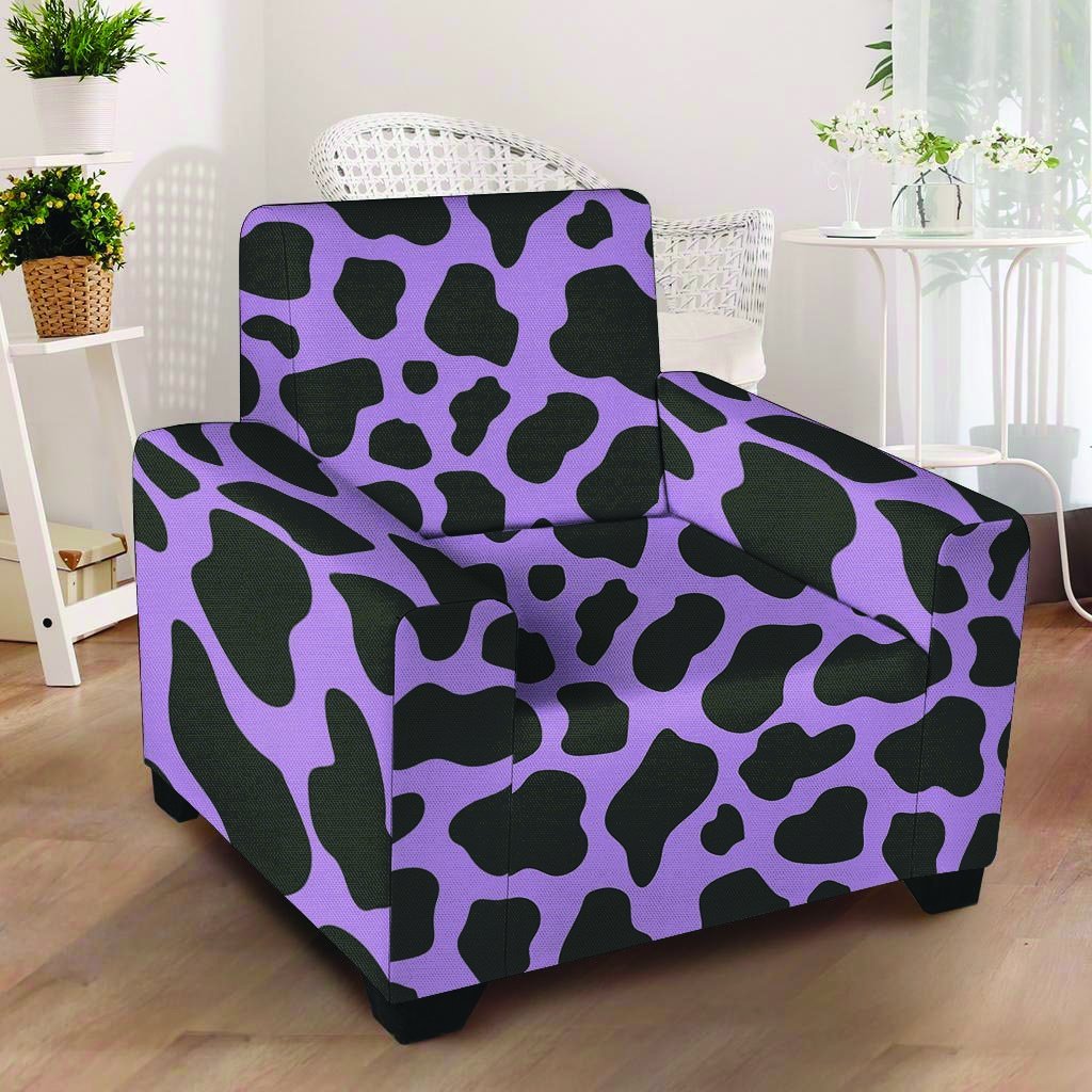 Black And Purple Cow Print Armchair Cover-grizzshop