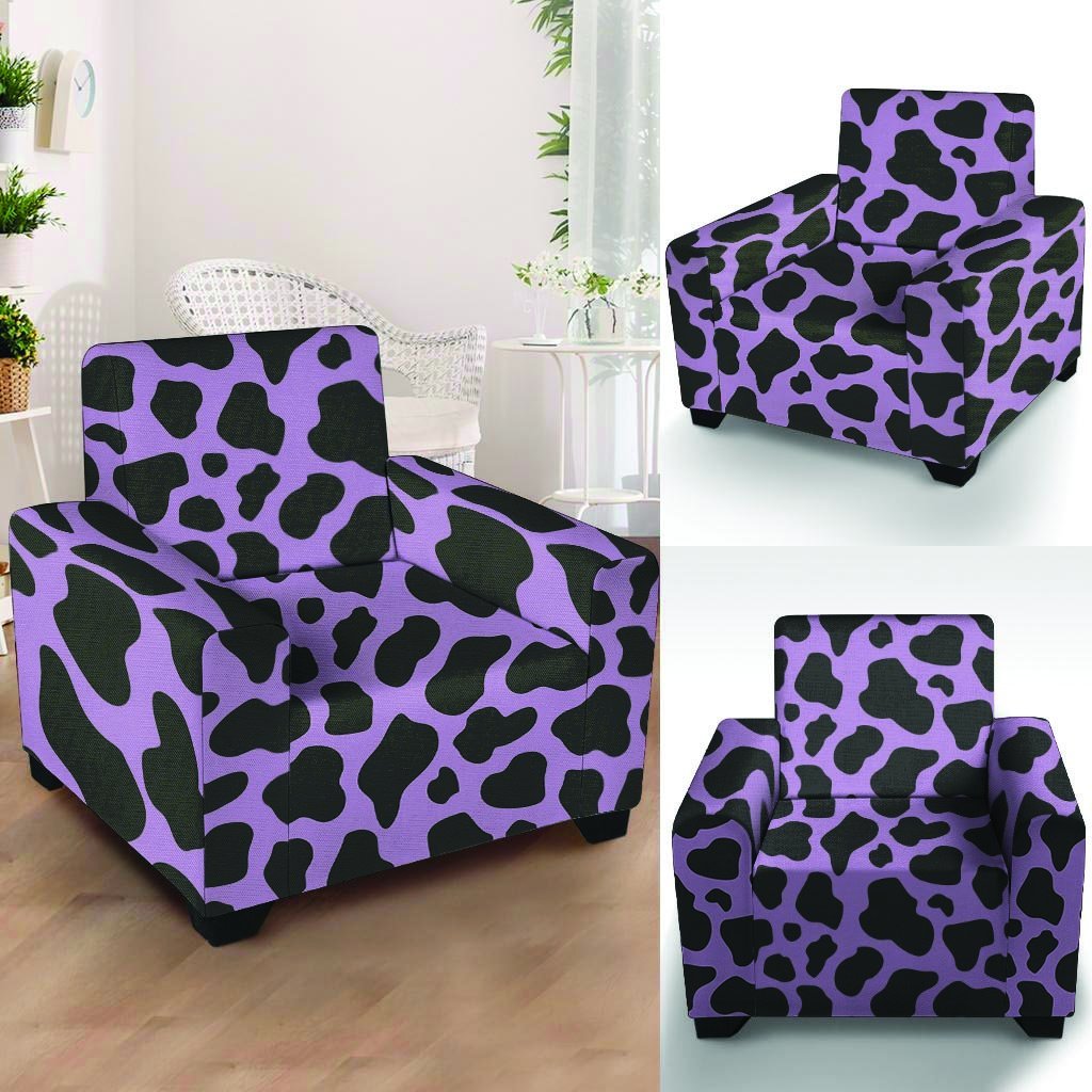 Black And Purple Cow Print Armchair Cover-grizzshop