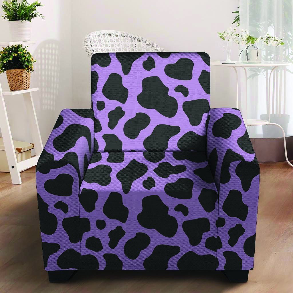 Black And Purple Cow Print Armchair Cover-grizzshop