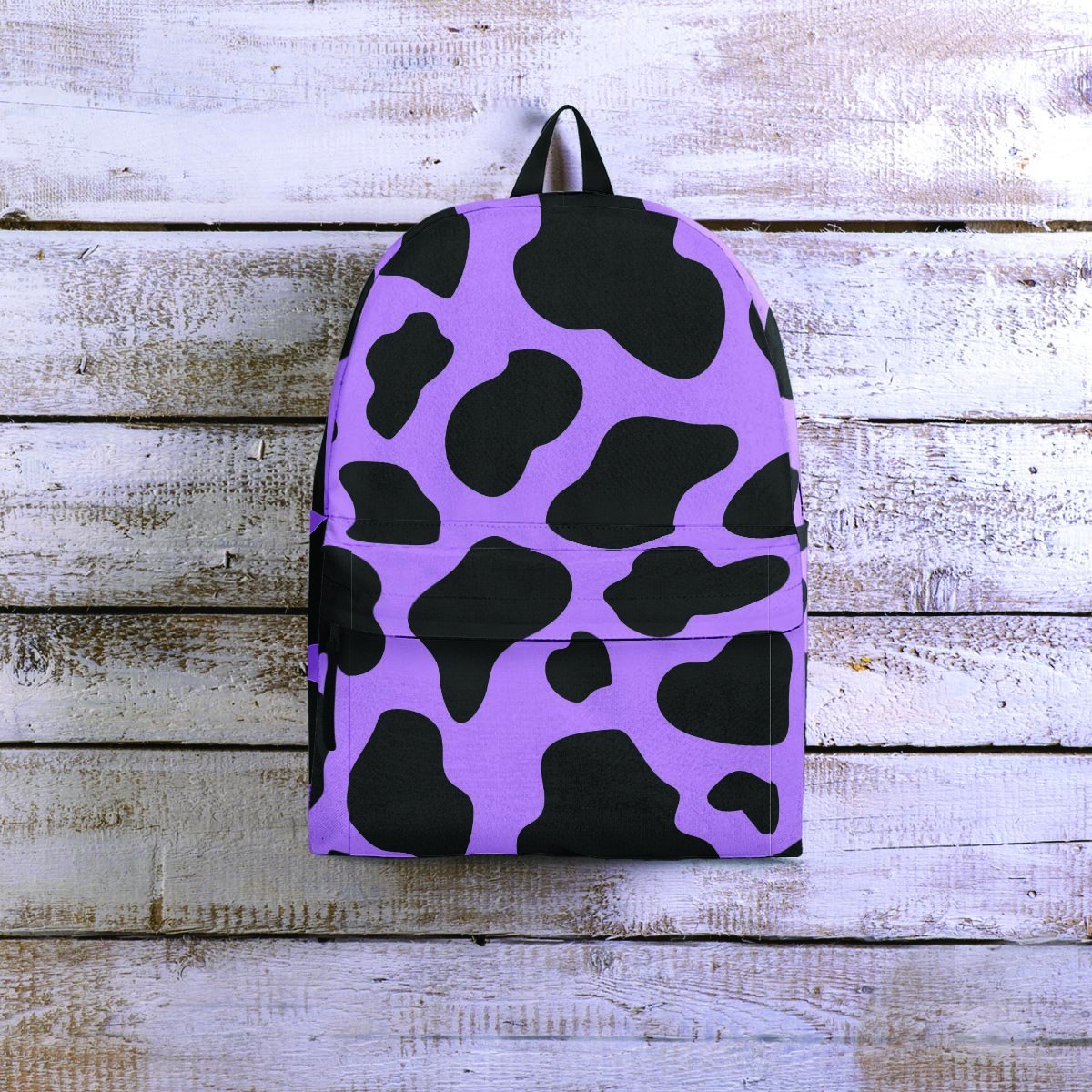 Black And Purple Cow Print Backpack-grizzshop