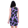 Black And Purple Cow Print Bodycon Dress-grizzshop