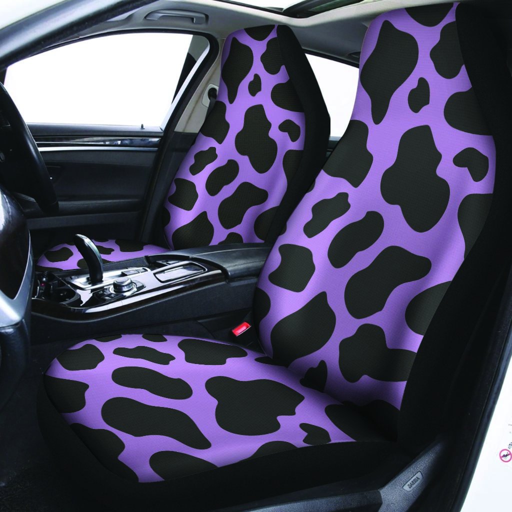 Black And Purple Cow Print Car Seat Covers-grizzshop