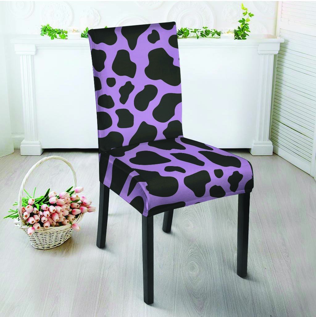 Black And Purple Cow Print Chair Cover-grizzshop