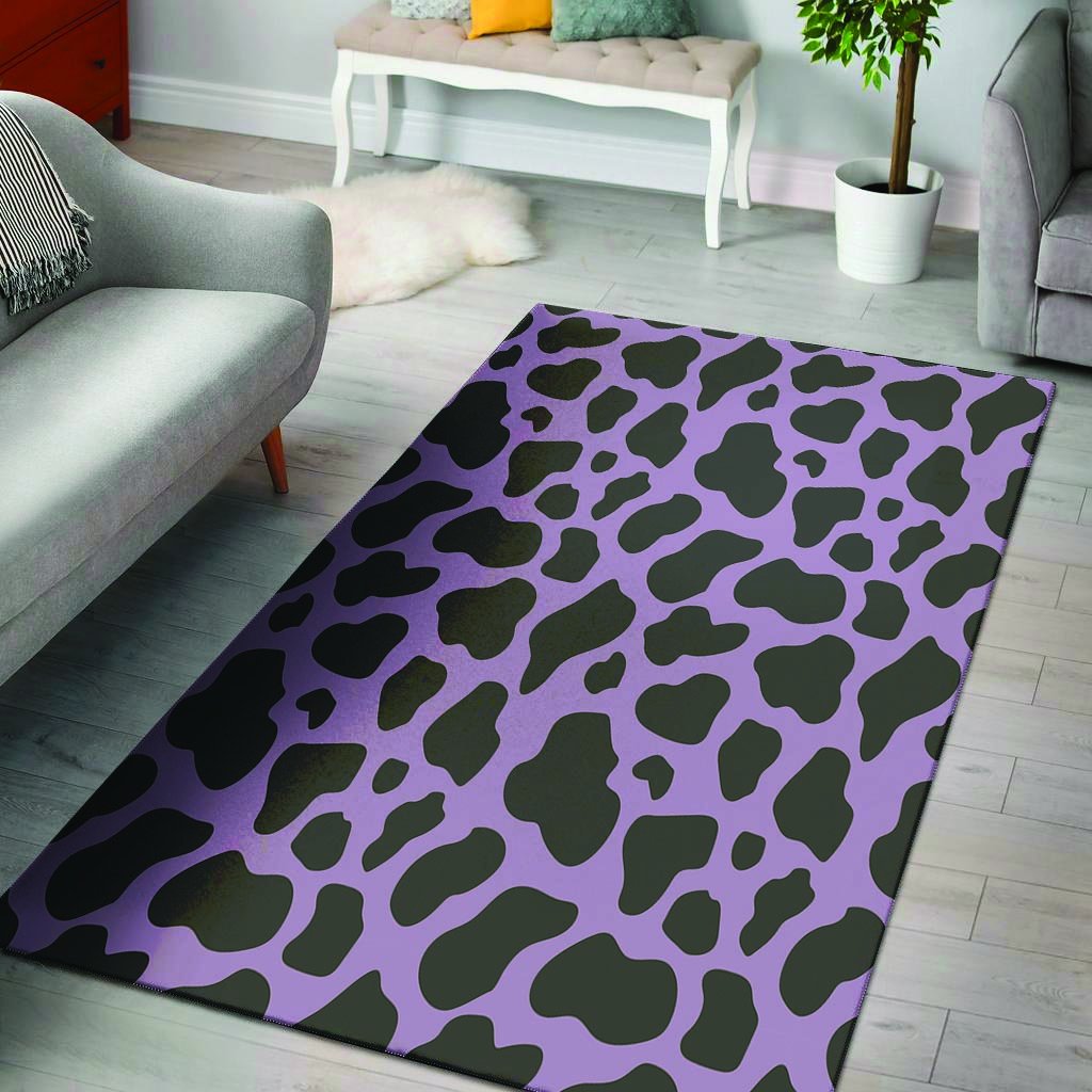 Black And Purple Cow Print Floor Mat-grizzshop