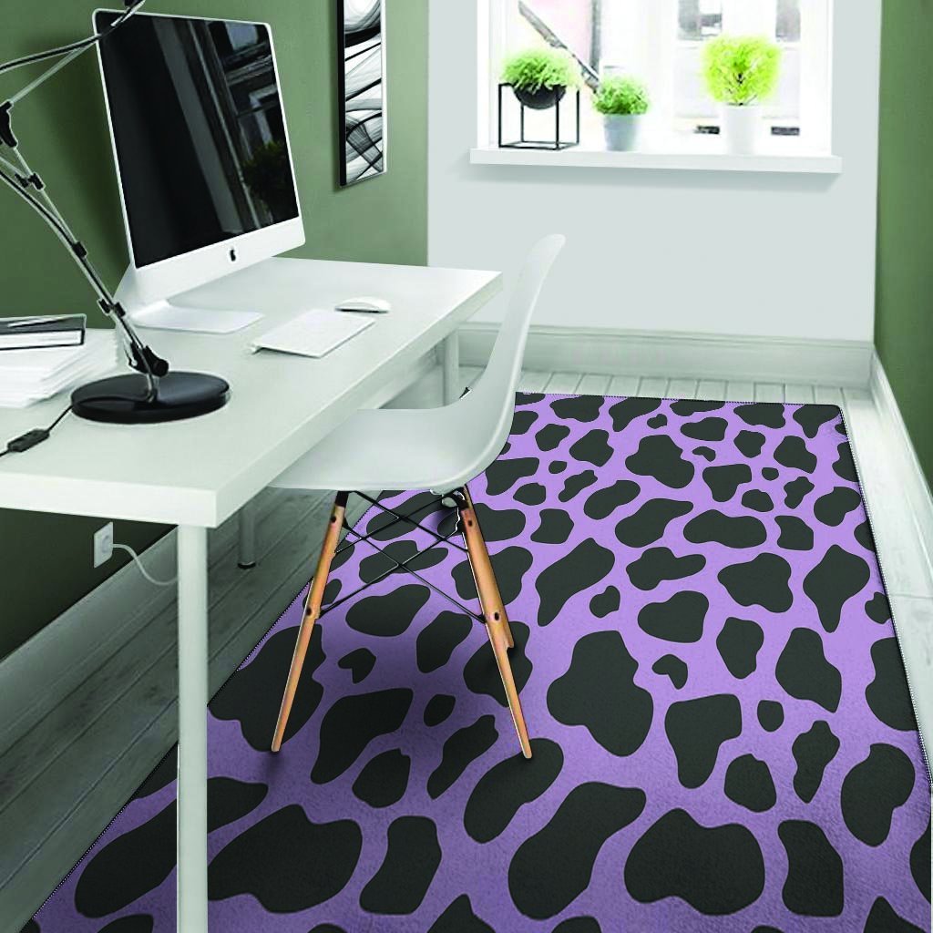 Black And Purple Cow Print Floor Mat-grizzshop