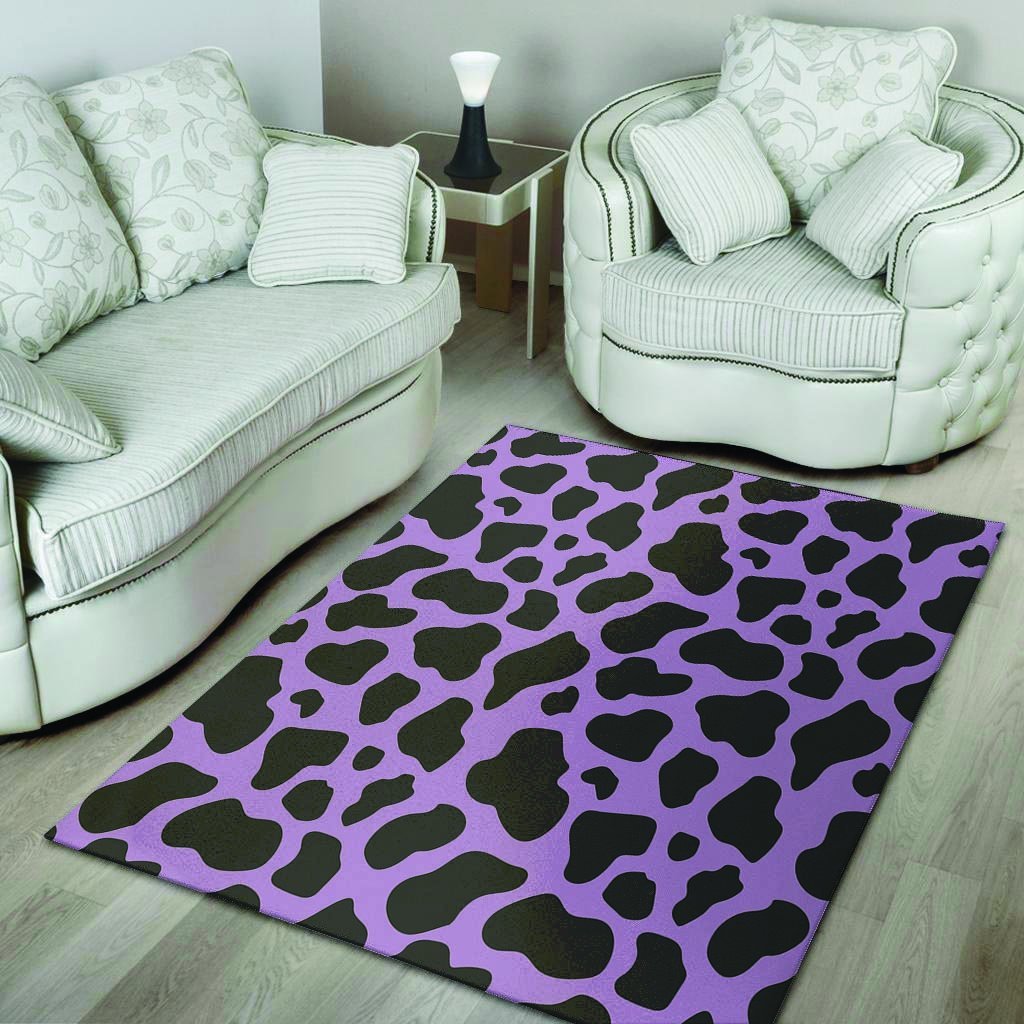 Black And Purple Cow Print Floor Mat-grizzshop