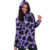 Black And Purple Cow Print Hoodie Dress-grizzshop