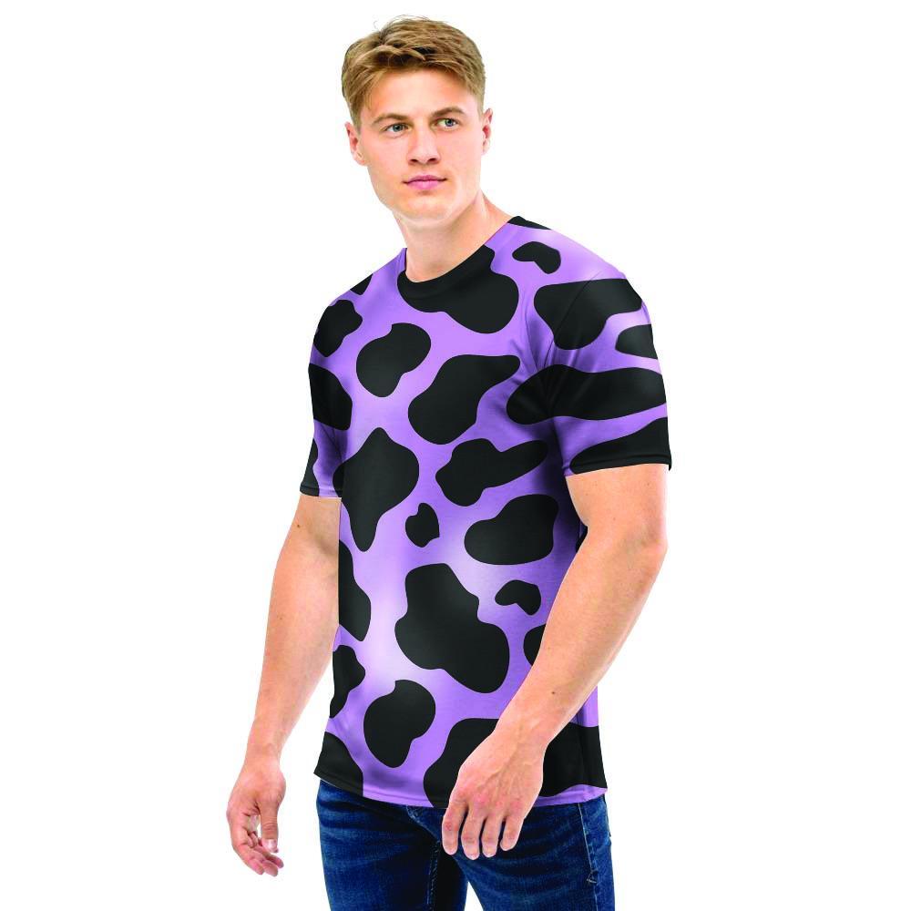 Black And Purple Cow Print Men T Shirt-grizzshop