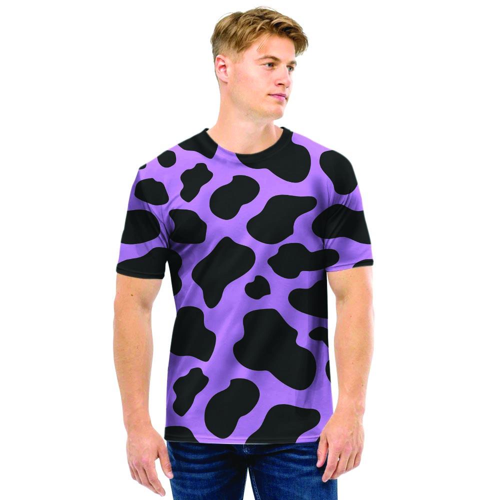 Black And Purple Cow Print Men T Shirt-grizzshop