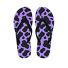 Black And Purple Cow Print Men's Flip Flops-grizzshop