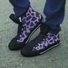 Black And Purple Cow Print Men's High Top Shoes-grizzshop