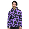 Black And Purple Cow Print Men's Hoodie-grizzshop