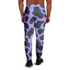 Black And Purple Cow Print Men's Joggers-grizzshop