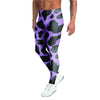 Black And Purple Cow Print Men's Leggings-grizzshop