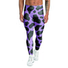 Black And Purple Cow Print Men's Leggings-grizzshop