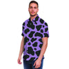 Black And Purple Cow Print Men's Short Sleeve Shirt-grizzshop