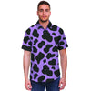 Black And Purple Cow Print Men's Short Sleeve Shirt-grizzshop