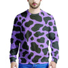 Black And Purple Cow Print Men's Sweatshirt-grizzshop