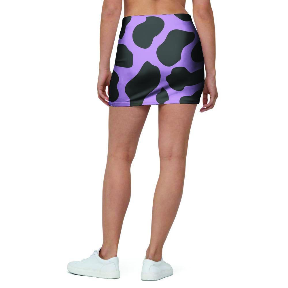 Black And Purple Cow Print Mini Skirt-grizzshop