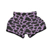 Black And Purple Cow Print Muay Thai Boxing Shorts-grizzshop