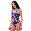 Black And Purple Cow Print One Piece Swimsuite-grizzshop