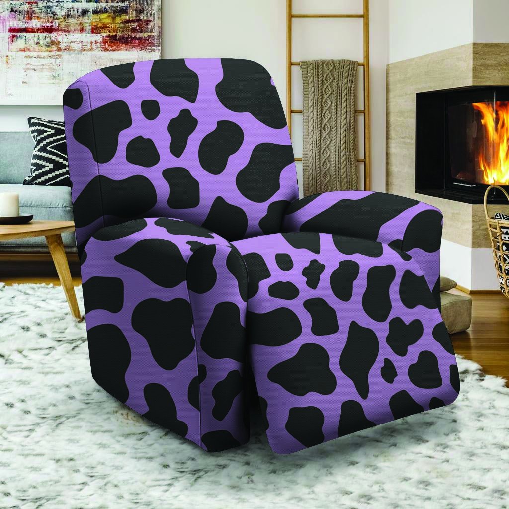 Black And Purple Cow Print Recliner Cover-grizzshop