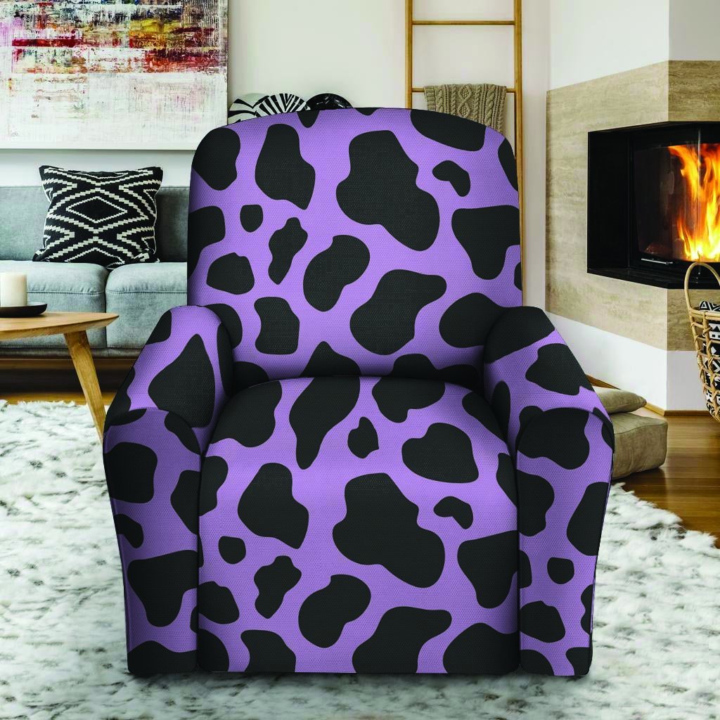 Black And Purple Cow Print Recliner Cover-grizzshop