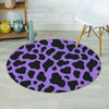 Black And Purple Cow Print Round Rug-grizzshop