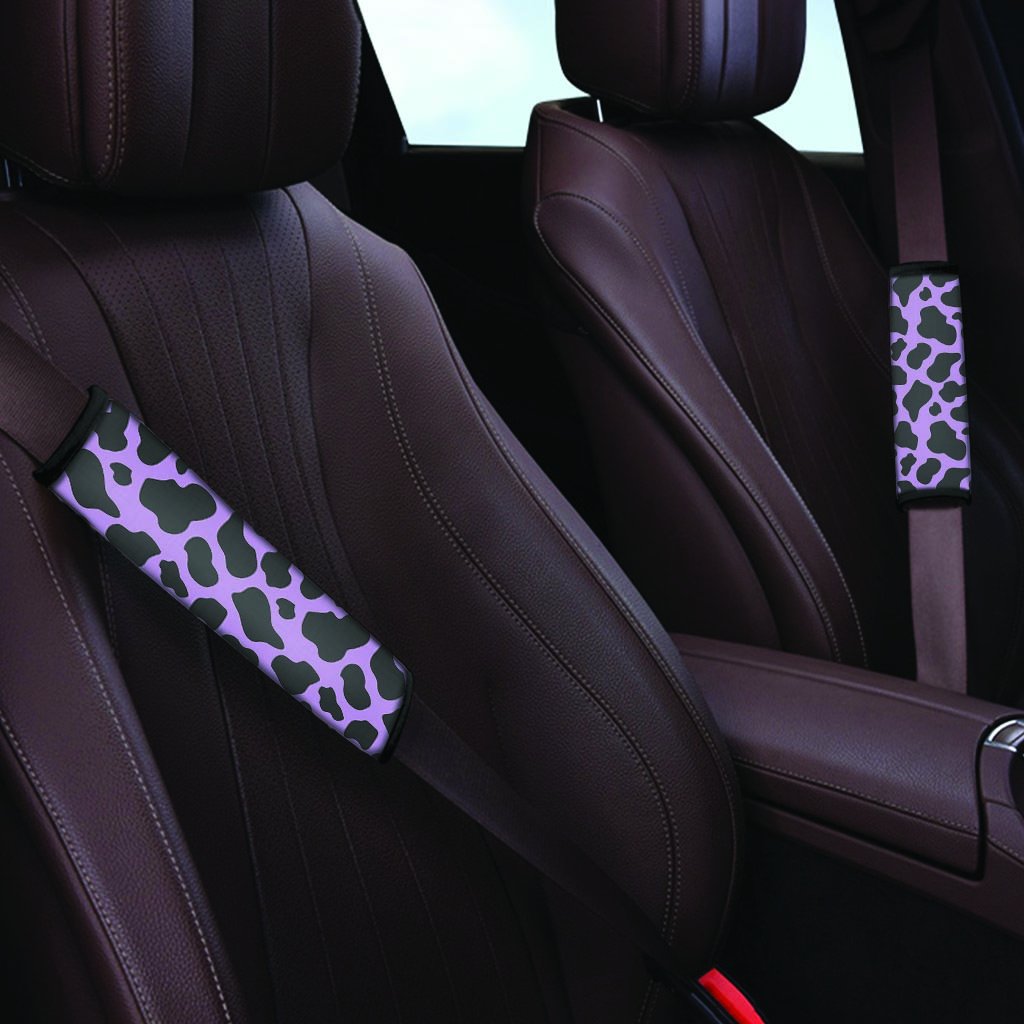 Black And Purple Cow Print Seat Belt Cover-grizzshop