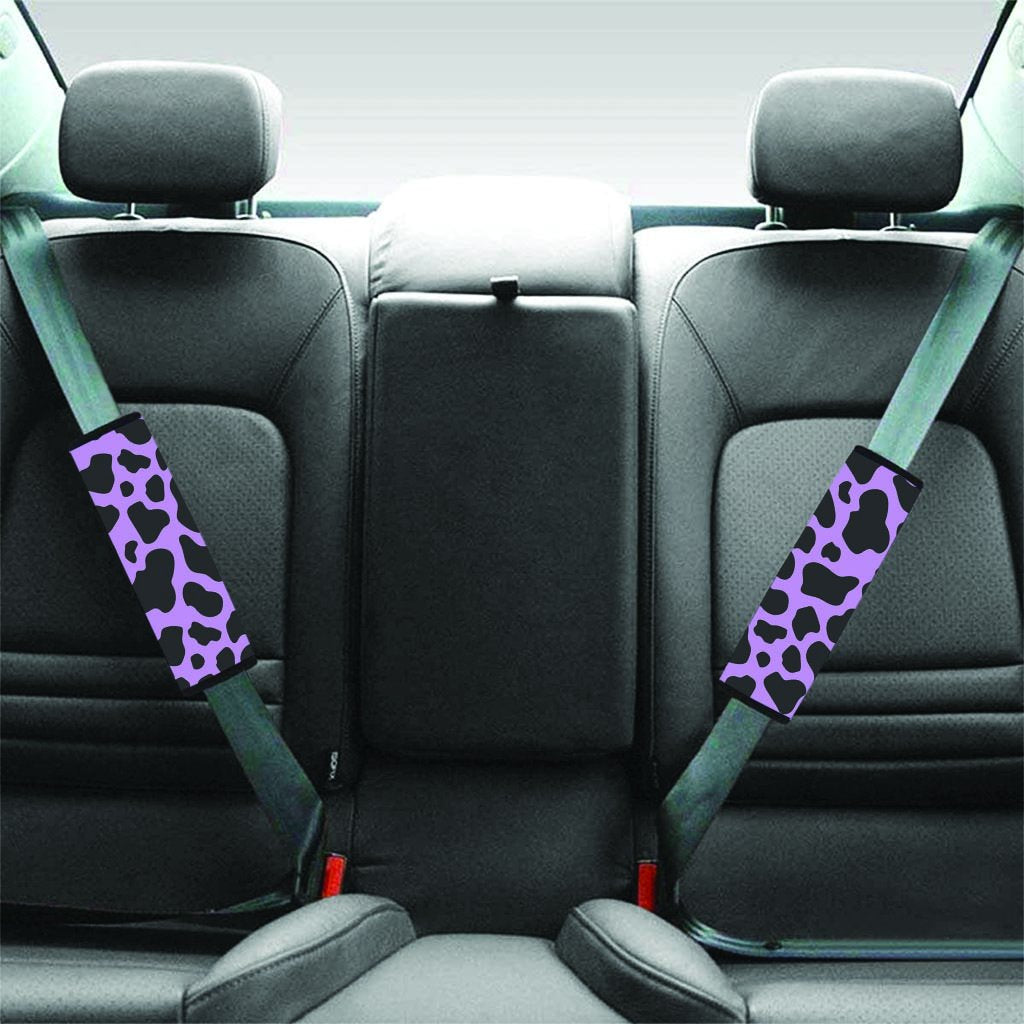 Black And Purple Cow Print Seat Belt Cover-grizzshop