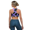 Black And Purple Cow Print Sports Bra-grizzshop