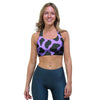 Black And Purple Cow Print Sports Bra-grizzshop