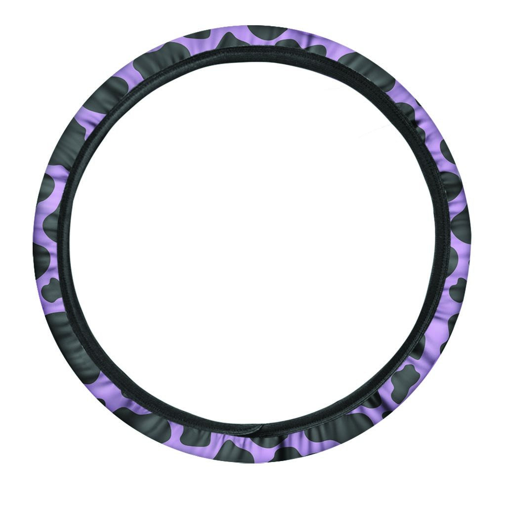 Black And Purple Cow Print Steering Wheel Cover-grizzshop