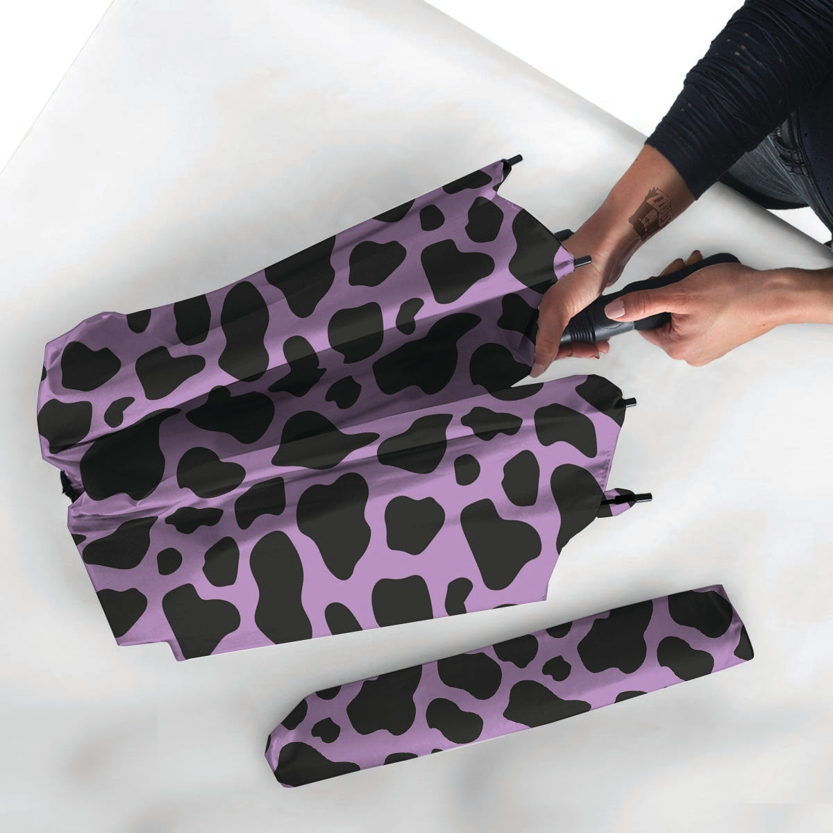 Black And Purple Cow Print Umbrella-grizzshop