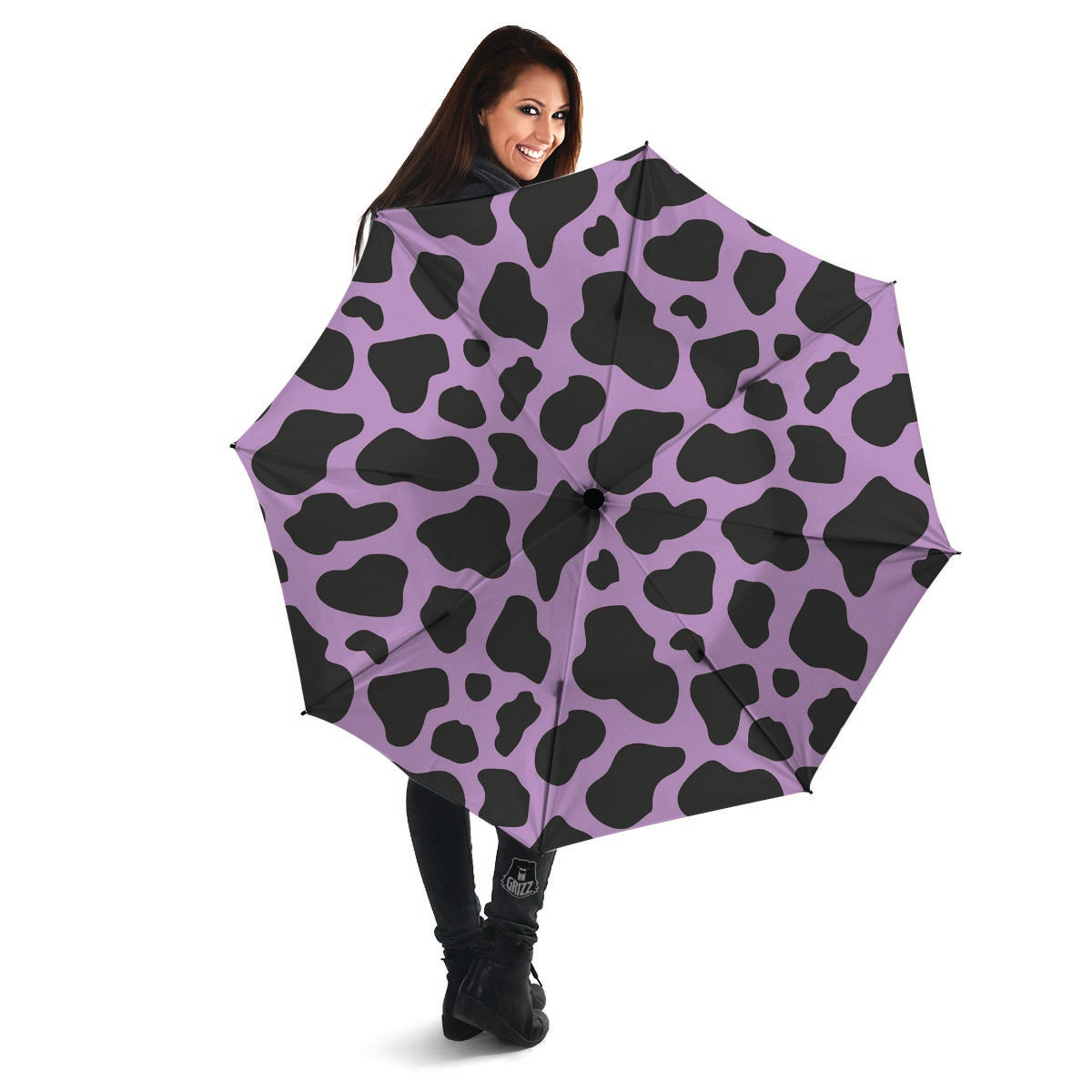 Black And Purple Cow Print Umbrella-grizzshop