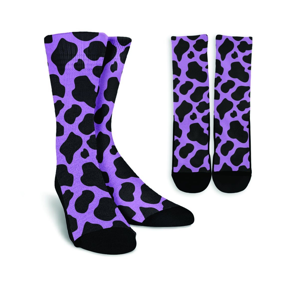 Black And Purple Cow Print Unisex Socks-grizzshop