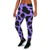 Black And Purple Cow Print Women's Joggers-grizzshop