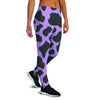 Black And Purple Cow Print Women's Joggers-grizzshop