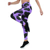 Black And Purple Cow Print Women's Leggings-grizzshop