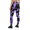 Black And Purple Cow Print Women's Leggings-grizzshop